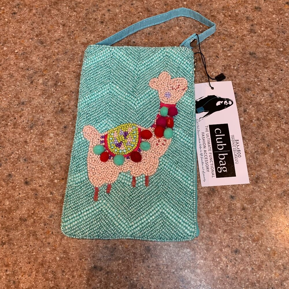 The Bamboo Trading Company LLama Beaded Club Bag NWT
